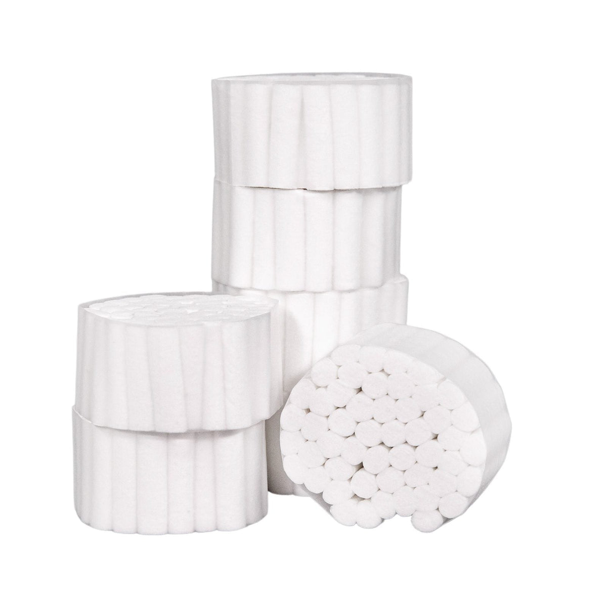 Case of cotton rolls stocked for a dental operatory isolation procedure
