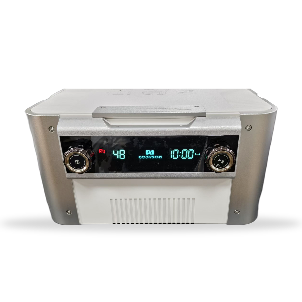 CliniEco CS6.2 6 L benchtop ultrasonic cleaner, front view, dual-frequency control panel and 120 second degas timer