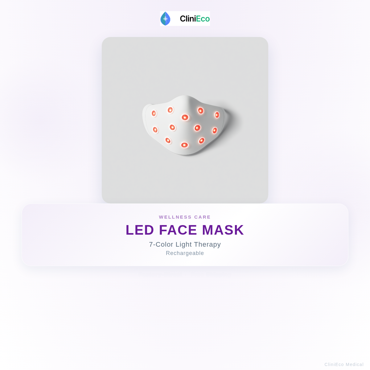 A CliniEco LED face mask used in a skin treatment room