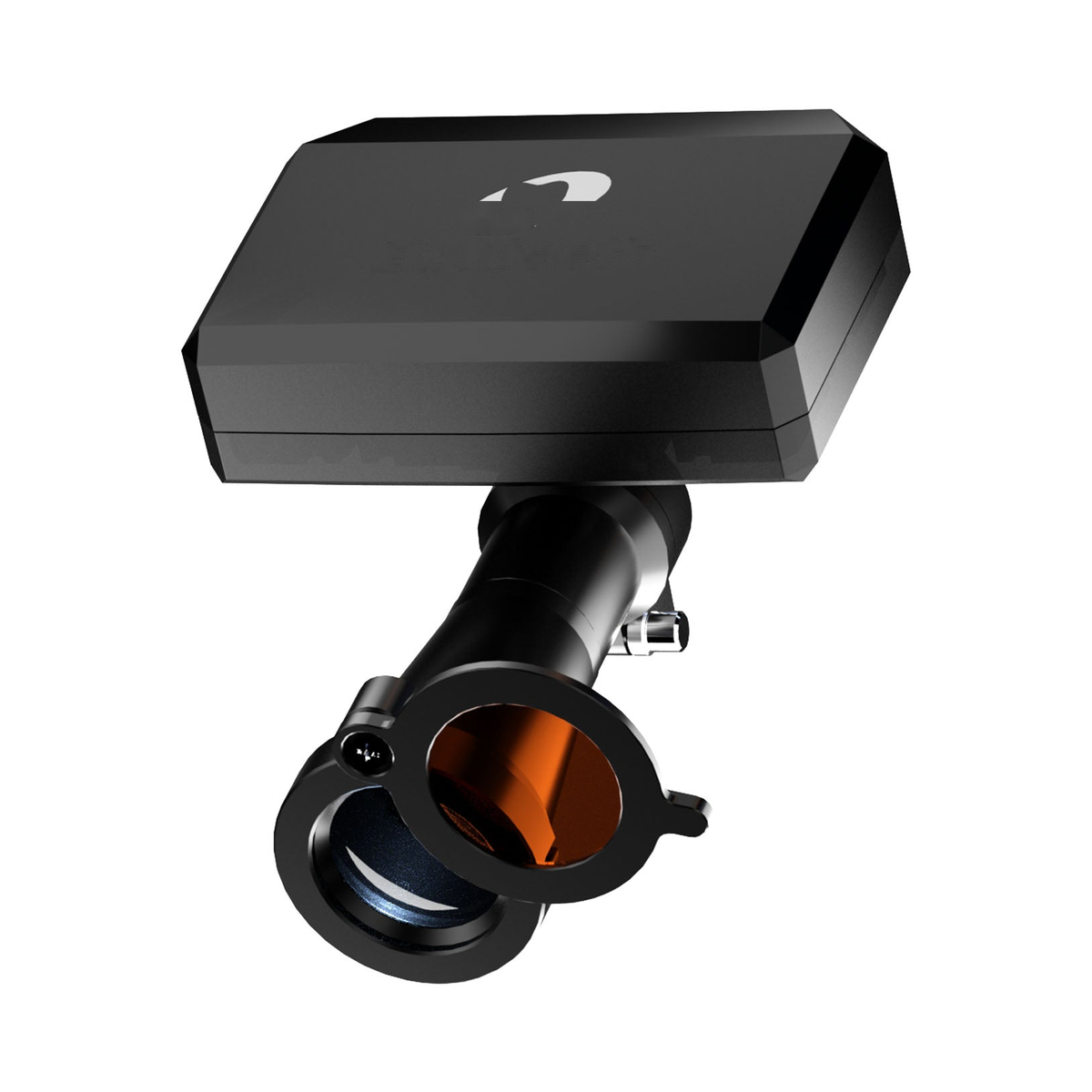 Side view of the ultra-light wireless dental headlight used with flip-up loupes