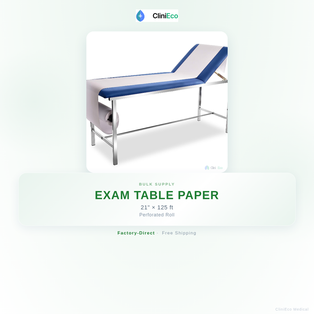 CliniEco Medical Exam Table Paper — 21-inch × 125ft, Smooth Perforated Roll