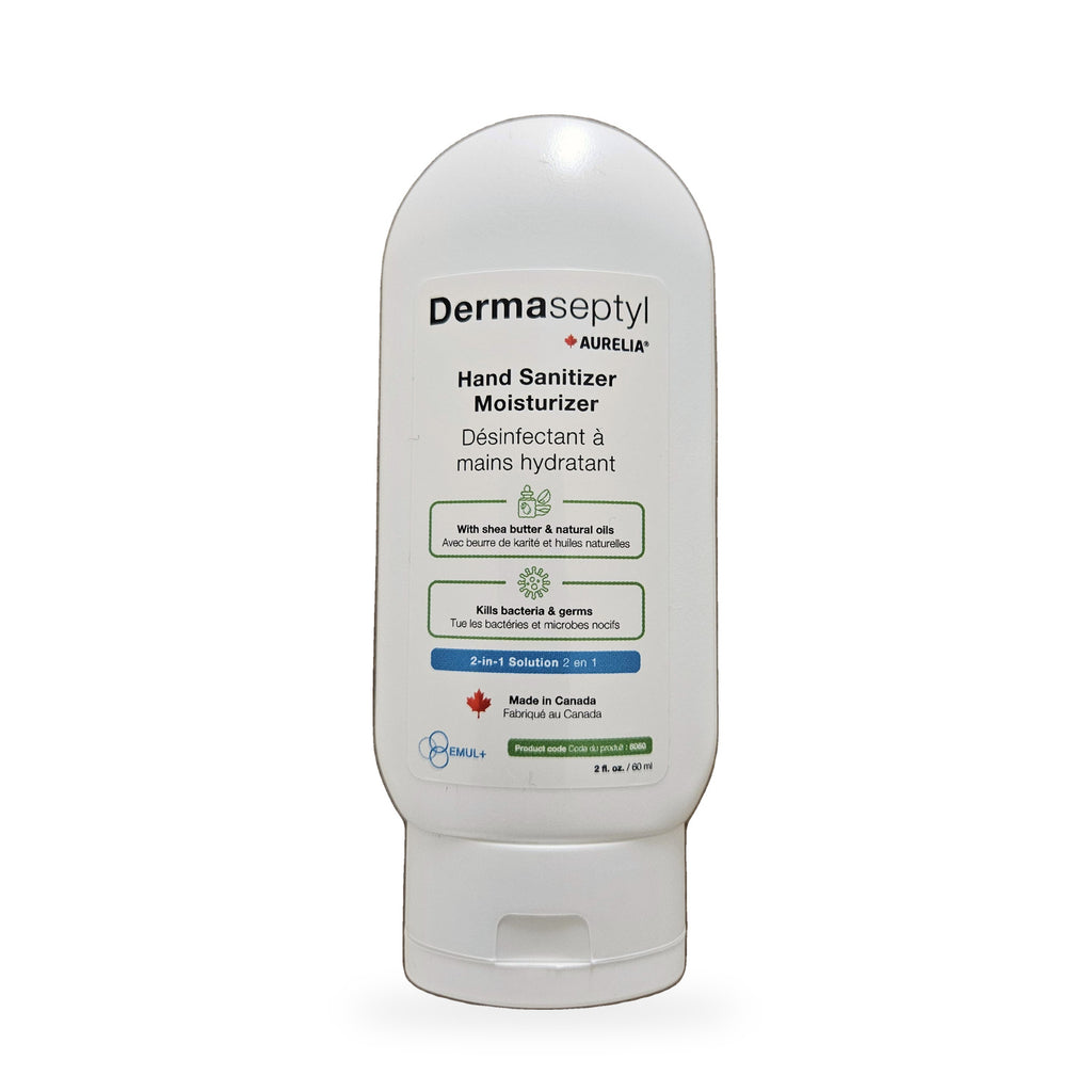 Aurelia DermaSeptyl 2-in-1 hand sanitizer, 60 mL — front label showing DermaSeptyl and AURELIA