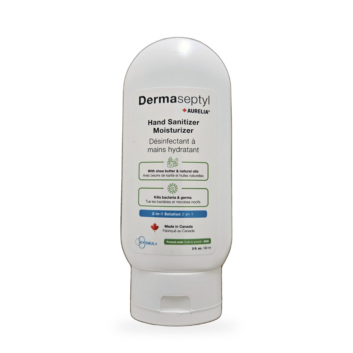 Aurelia DermaSeptyl 2-in-1 hand sanitizer, 60 mL — front label showing DermaSeptyl and AURELIA