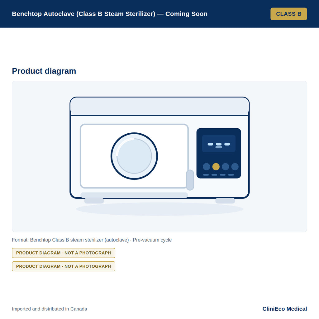 Benchtop Autoclave (Class B Steam Sterilizer) — Coming Soon — Product diagram
