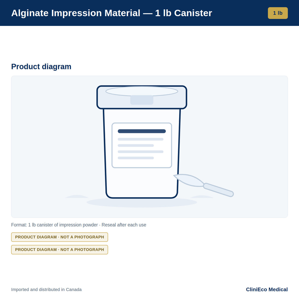 Alginate Impression Material — 1 lb Canister — Product diagram