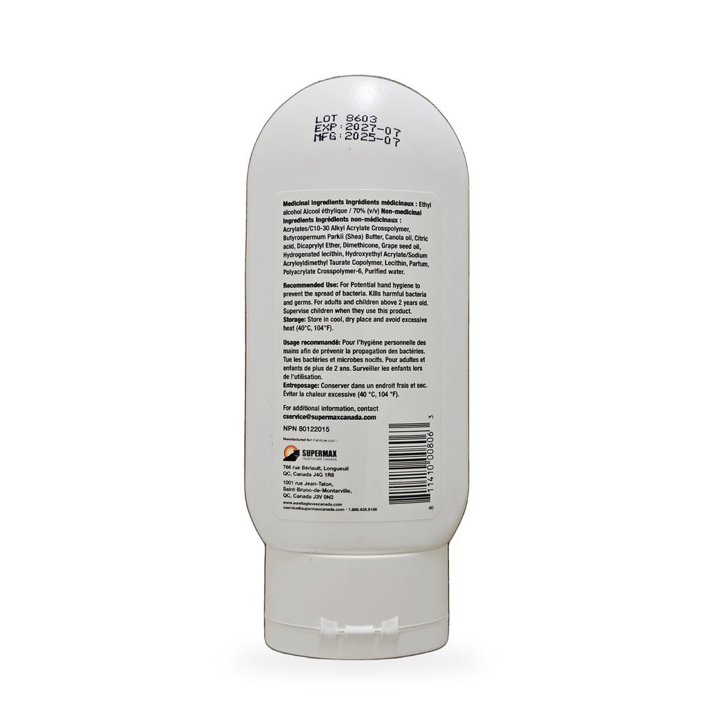 Aurelia DermaSeptyl 60 mL — back label with NPN 80122015, 70% ethyl alcohol and lot number