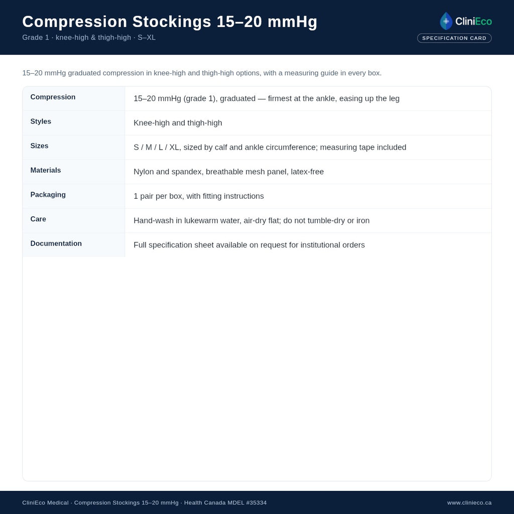 Compression stockings 15-20 mmHg specification summary