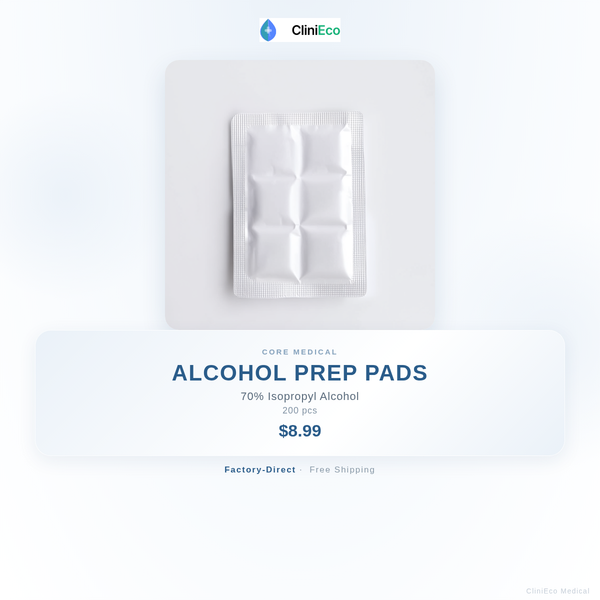 CliniEco Medical Alcohol Prep Pads — 70% Isopropyl, 200-Pack