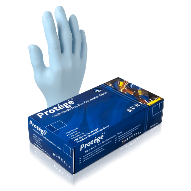 Aurelia 4.0 mil nitrile exam gloves — medical grade, sky blue (product photo 3)