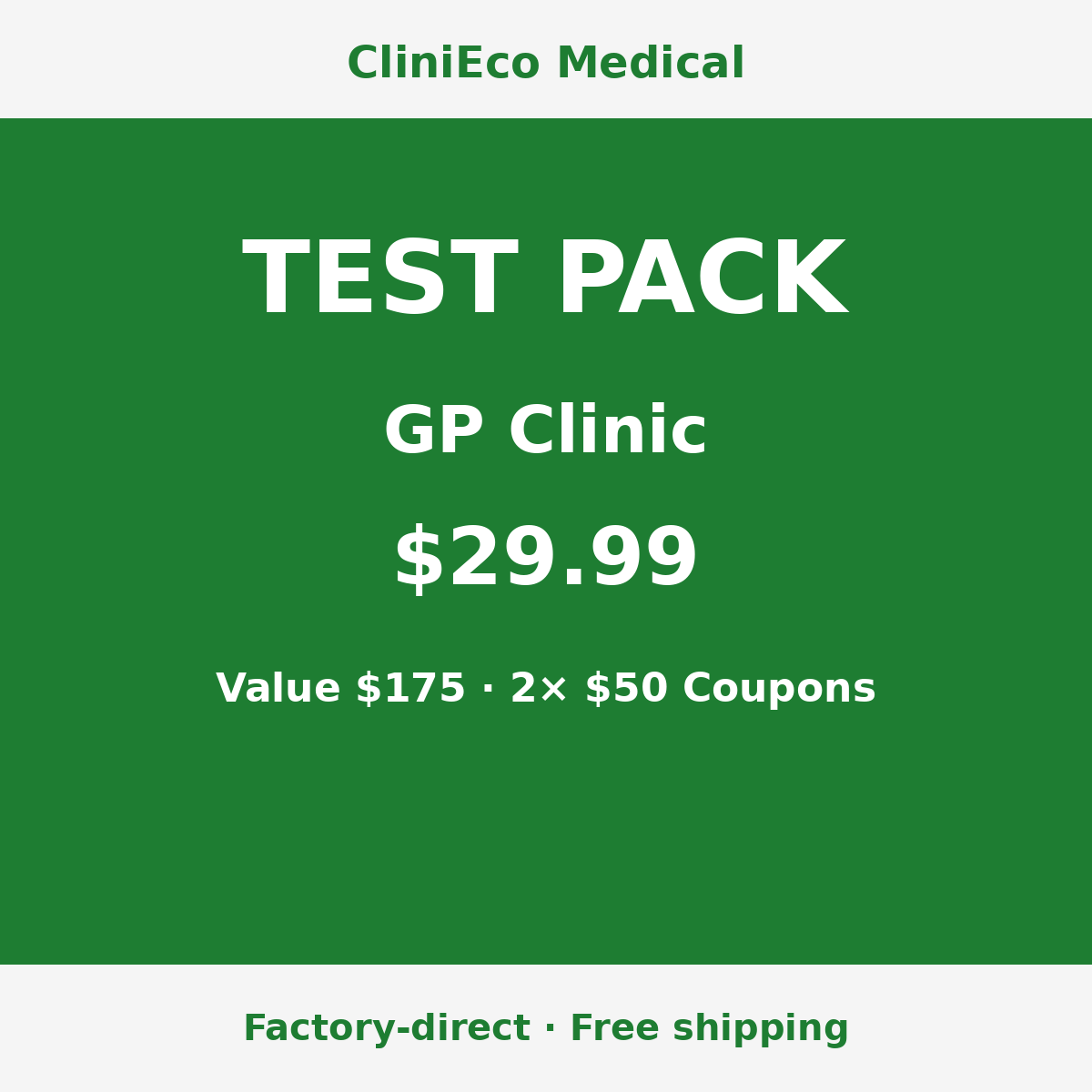 CliniEco GP Clinic Test Pack — $29.99 (Value $175)