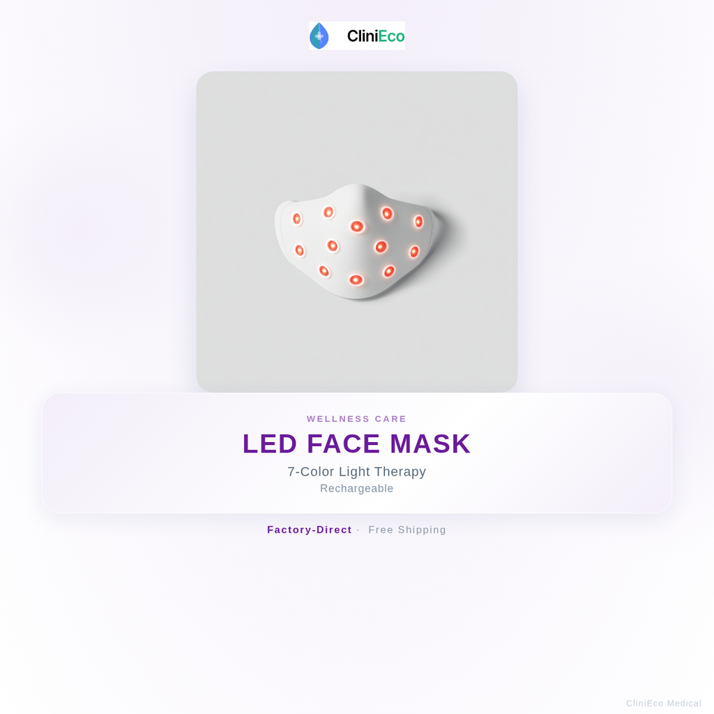 CliniEco LED Face Mask - 7 Color Light for Skin Rejuvenation
