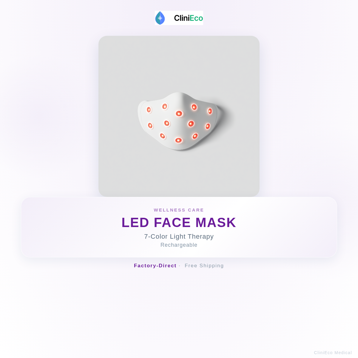 CliniEco LED Face Mask - 7 Color Light for Skin Rejuvenation