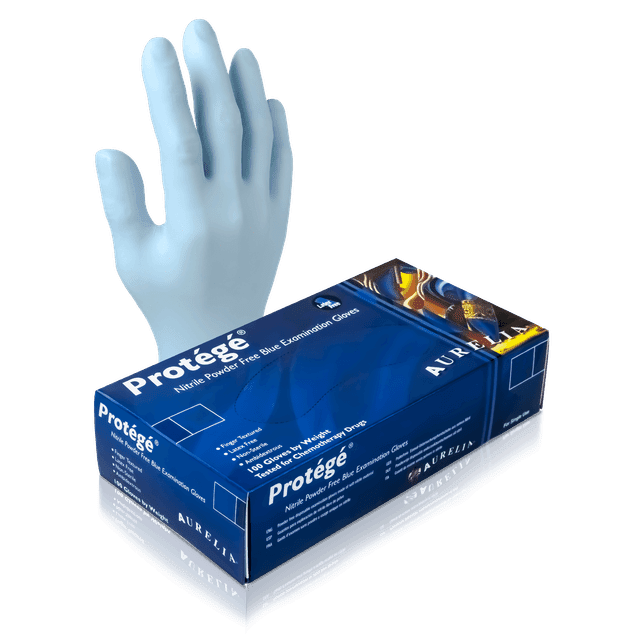 Aurelia 4.0 mil nitrile exam gloves — medical grade, sky blue (product photo 1)