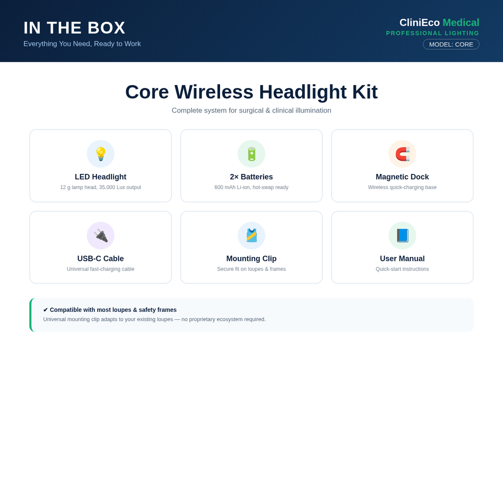 CliniEco Wireless Dental Headlight Core — 09_in_the_box