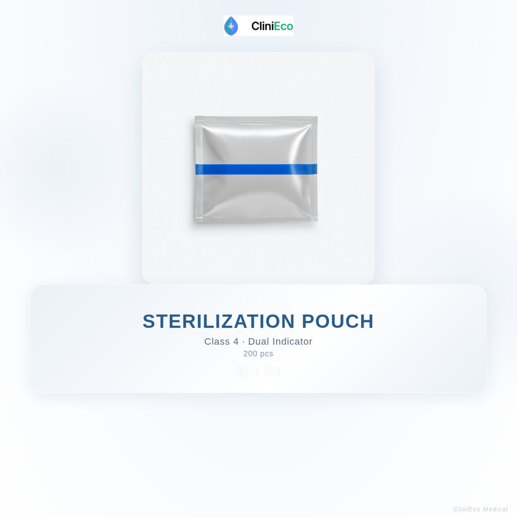 Sterilization Pouch, Class 4 dual indicator, 200-pack box — included in CliniEco Sterilization Compliance Kit A