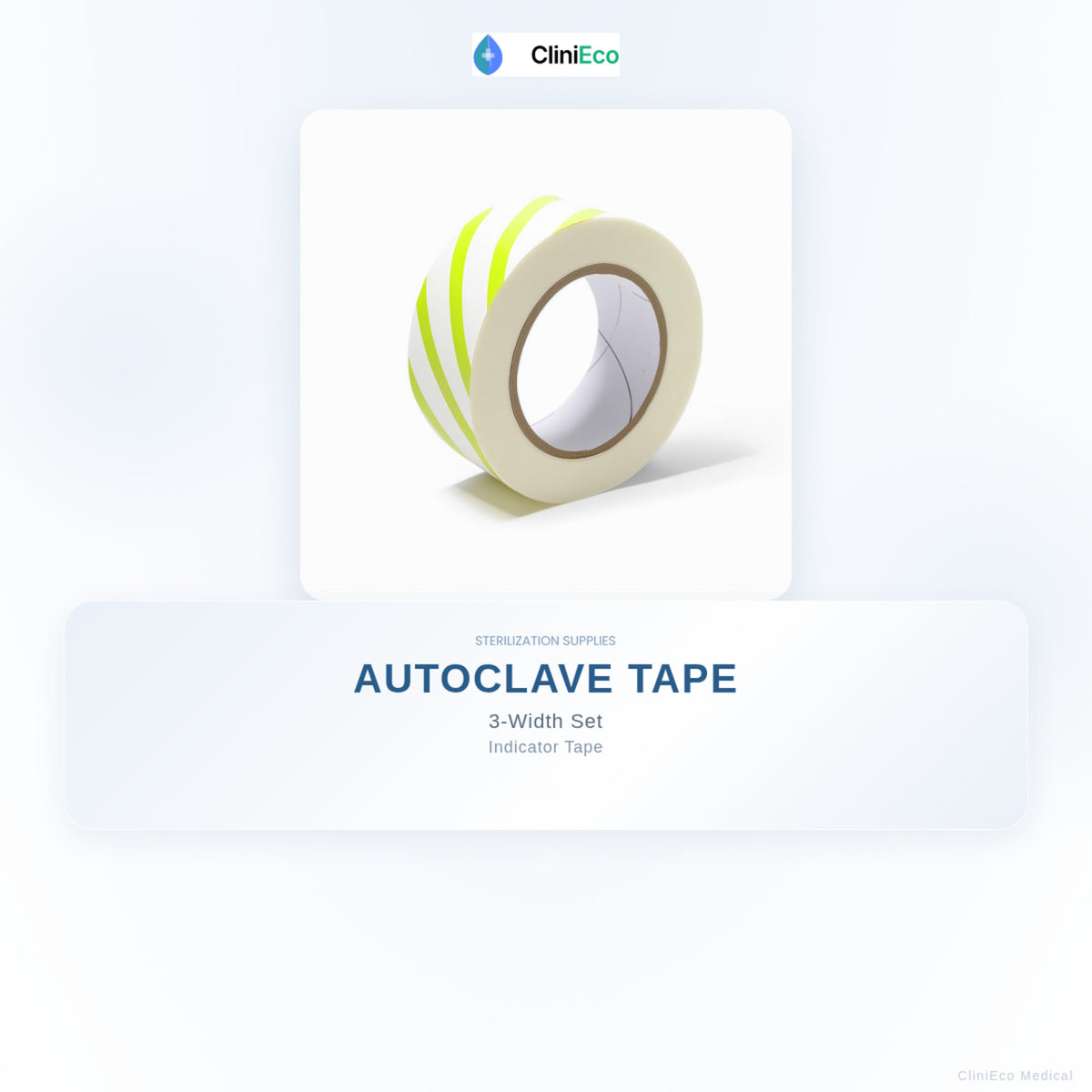 Autoclave tape, sterilization indicator tape, 3-roll set — included in CliniEco Sterilization Compliance Kit A