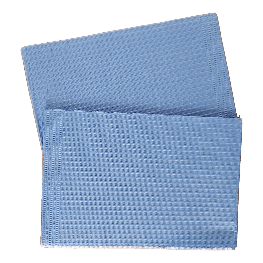 Aurelia dental bibs, light blue, two bibs on white background