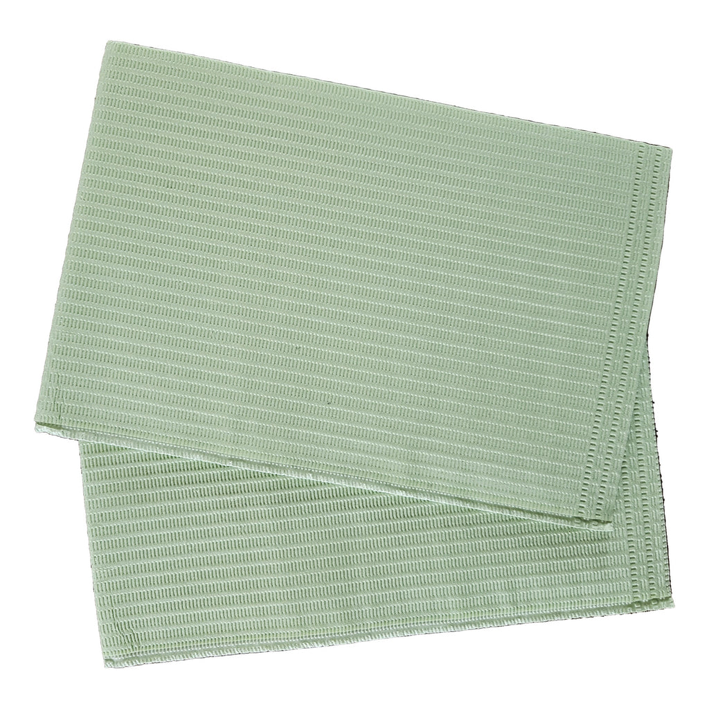 Aurelia dental bibs, green, folded bibs on white background