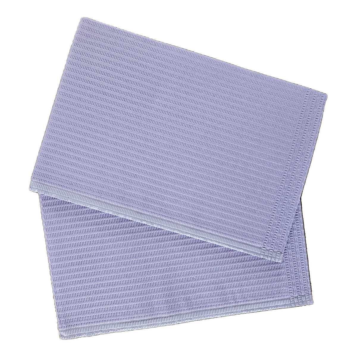 Aurelia dental bibs, lavender, two bibs stacked on white