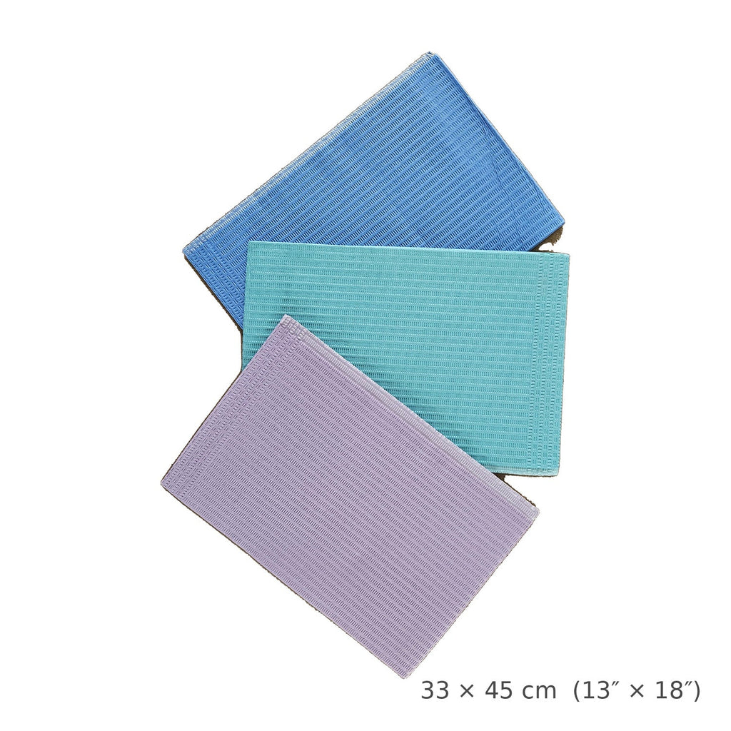 CliniEco dental bibs 33 x 45 cm (13 x 18 in) - three colours layered
