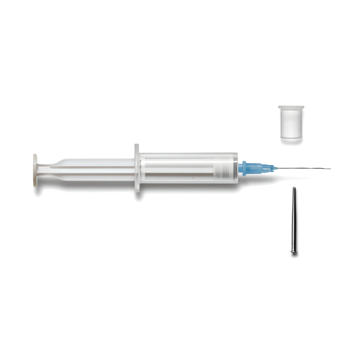 CliniEco low dead space syringe luer lock, pack of 50 - syringe with needle cap, white background