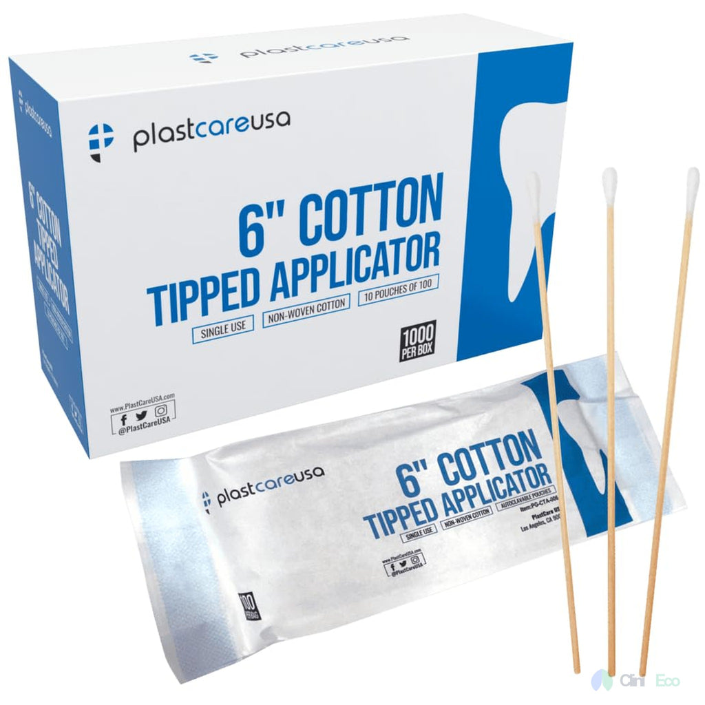 CliniEco Cotton Swabs - Sterile, 6 Inch, Double-Tipped, 100 Pcs
