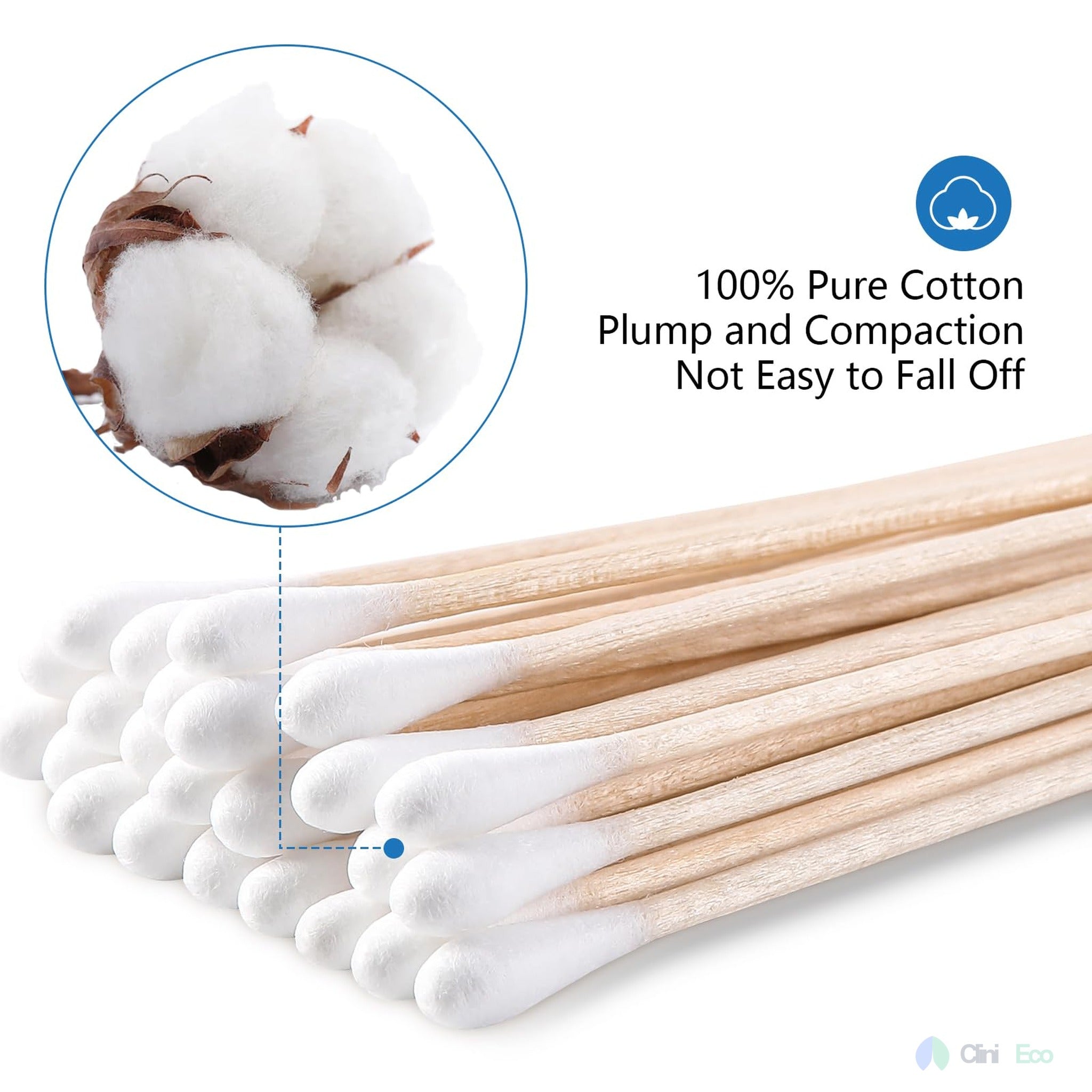 CliniEco Cotton Swabs - Sterile, 6 Inch, Double-Tipped, 100 Pcs