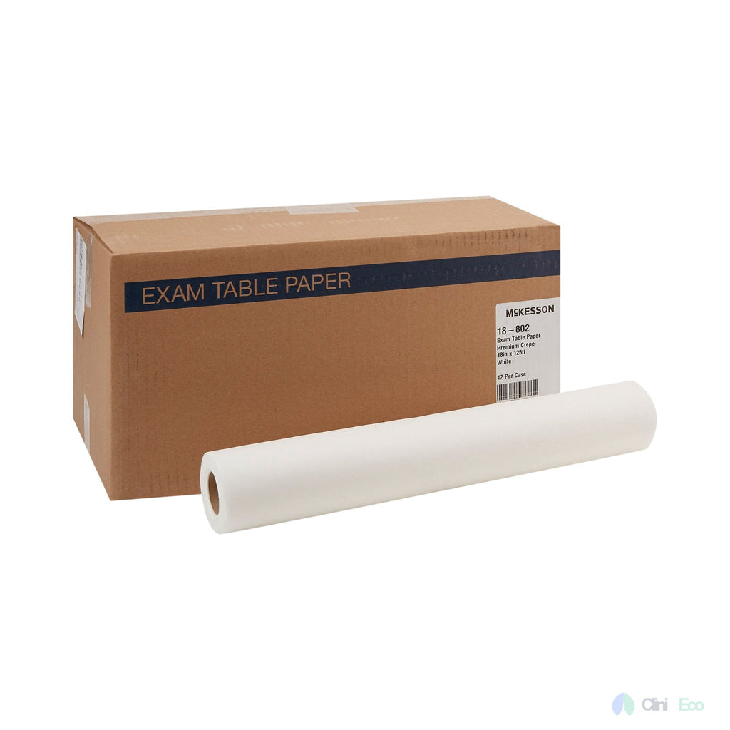 CliniEco Exam Table Paper - 18 Inch x 200 Feet, Smooth, White