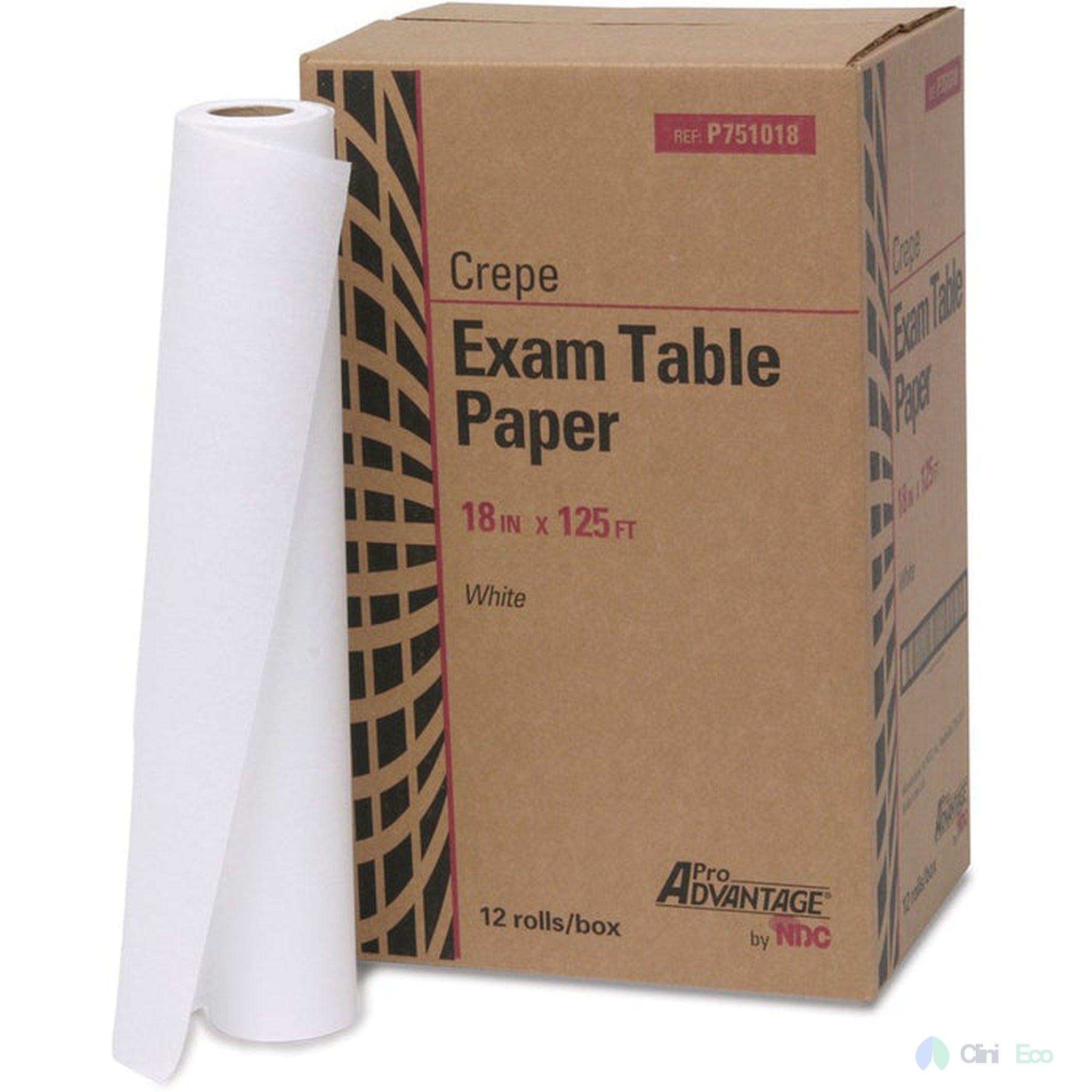 CliniEco Exam Table Paper - 18 Inch x 200 Feet, Smooth, White
