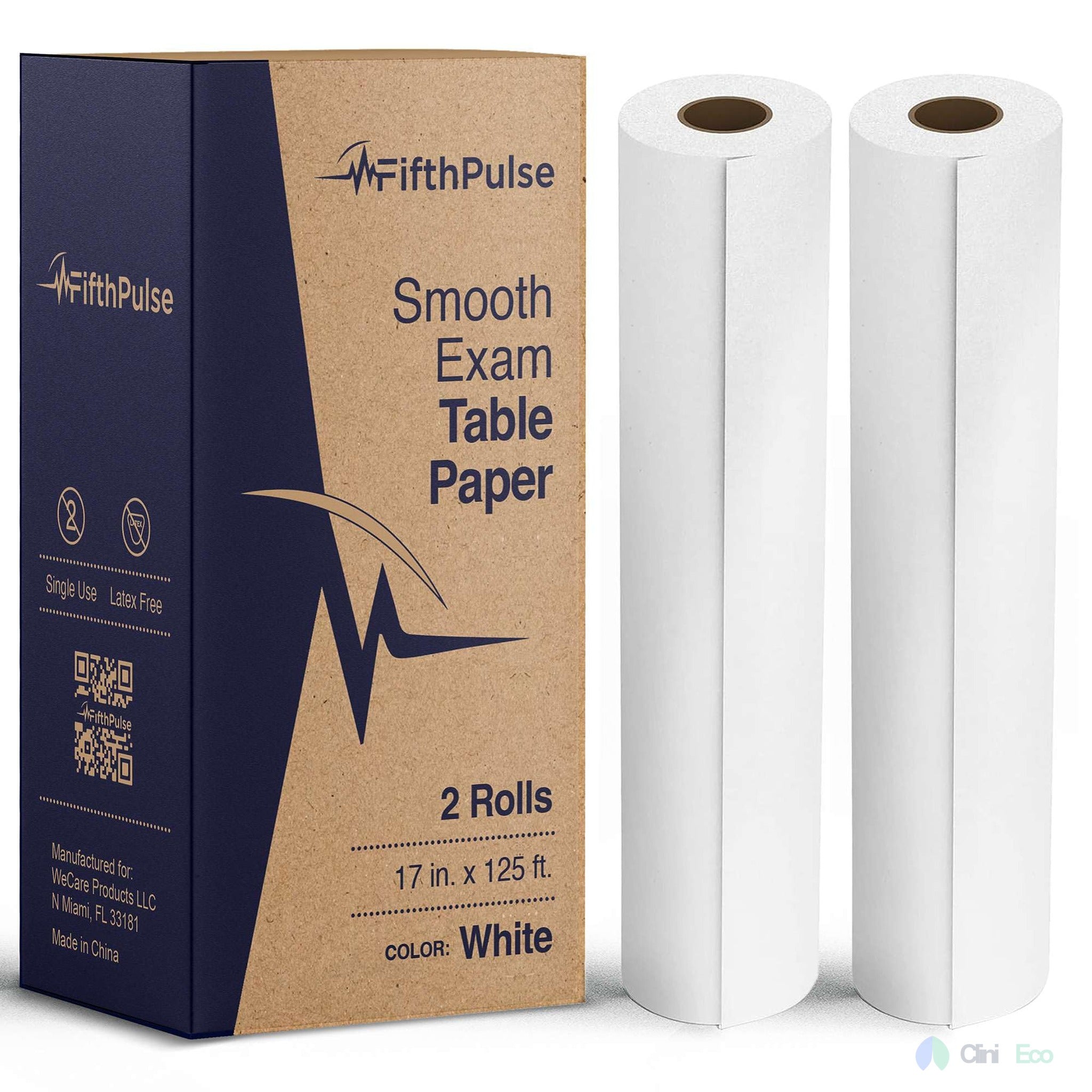 CliniEco Exam Table Paper - 18 Inch x 200 Feet, Smooth, White
