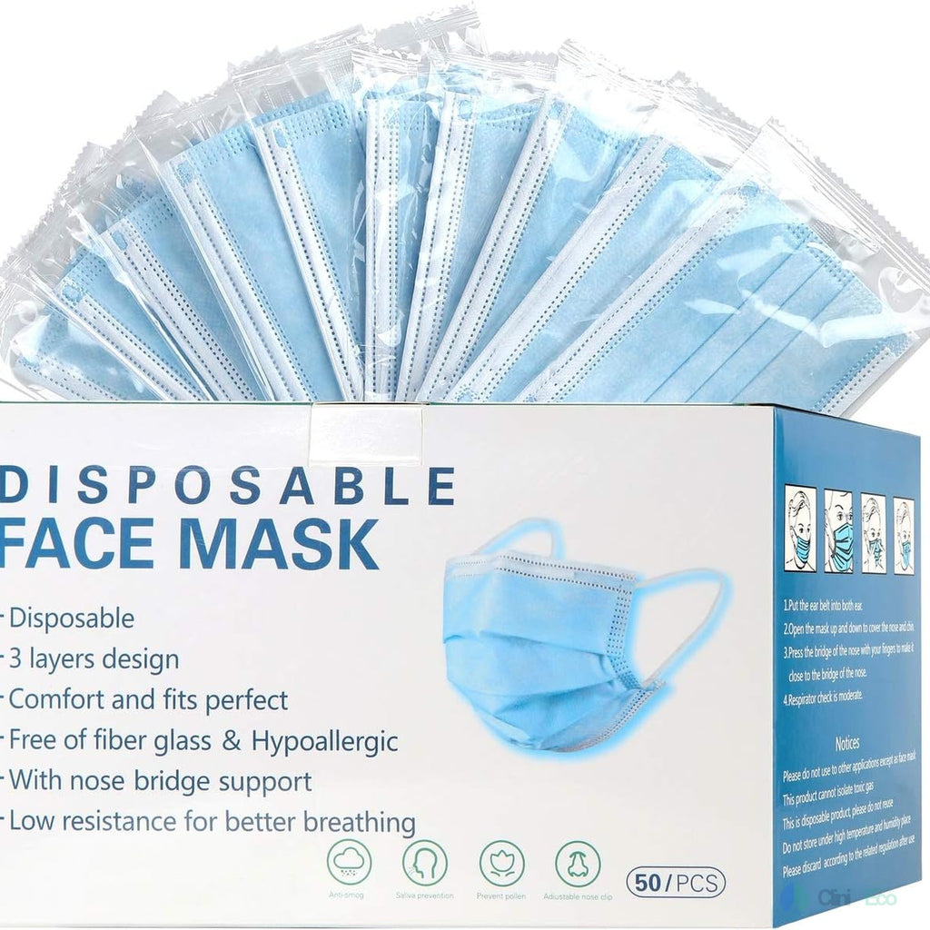 CliniEco Medical Face Masks - 3-Ply, ASTM Level 1, Procedural Mask