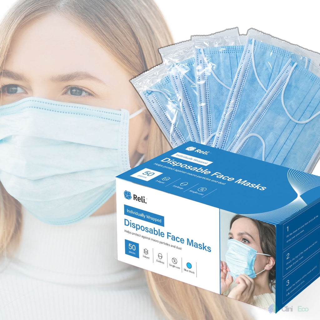 CliniEco Medical Face Masks - 3-Ply, ASTM Level 1, Procedural Mask