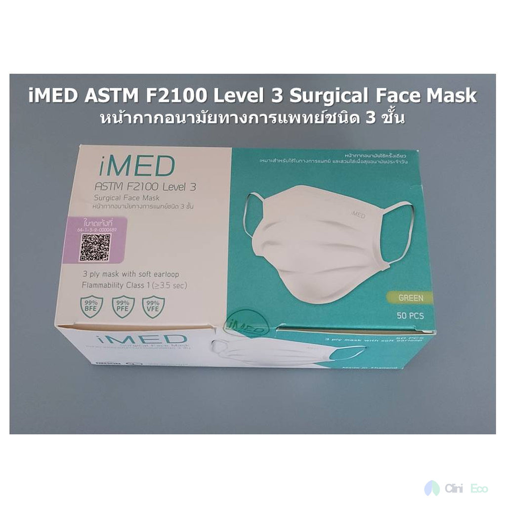 CliniEco Medical Face Masks - 3-Ply, ASTM Level 1, Procedural Mask
