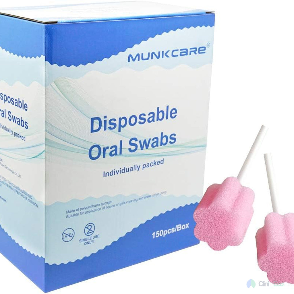 CliniEco Oral Swabsticks - Foam Tipped, 5 Inch, Individually Wrapped, 100 Pcs