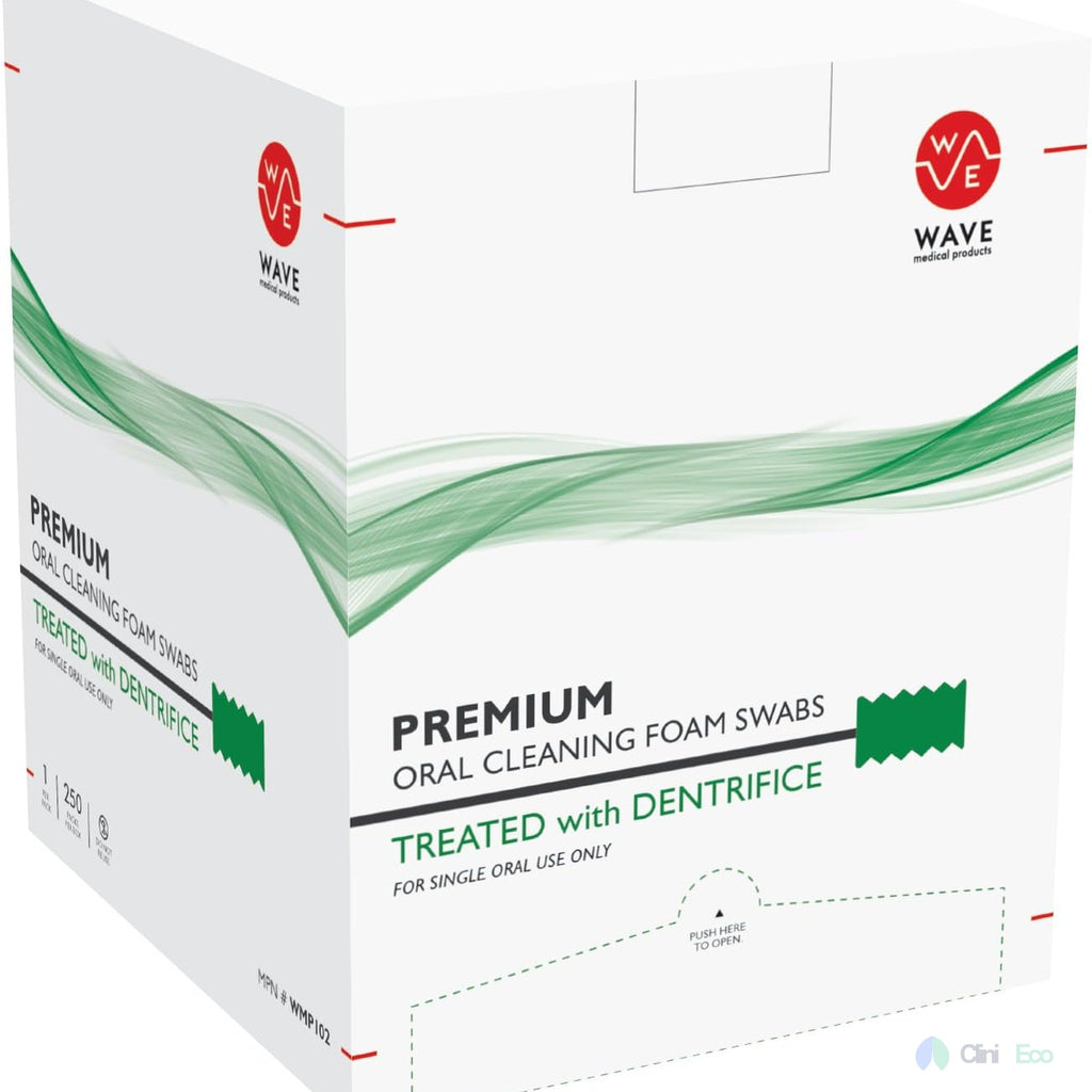 CliniEco Oral Swabsticks - Foam Tipped, 5 Inch, Individually Wrapped, 100 Pcs