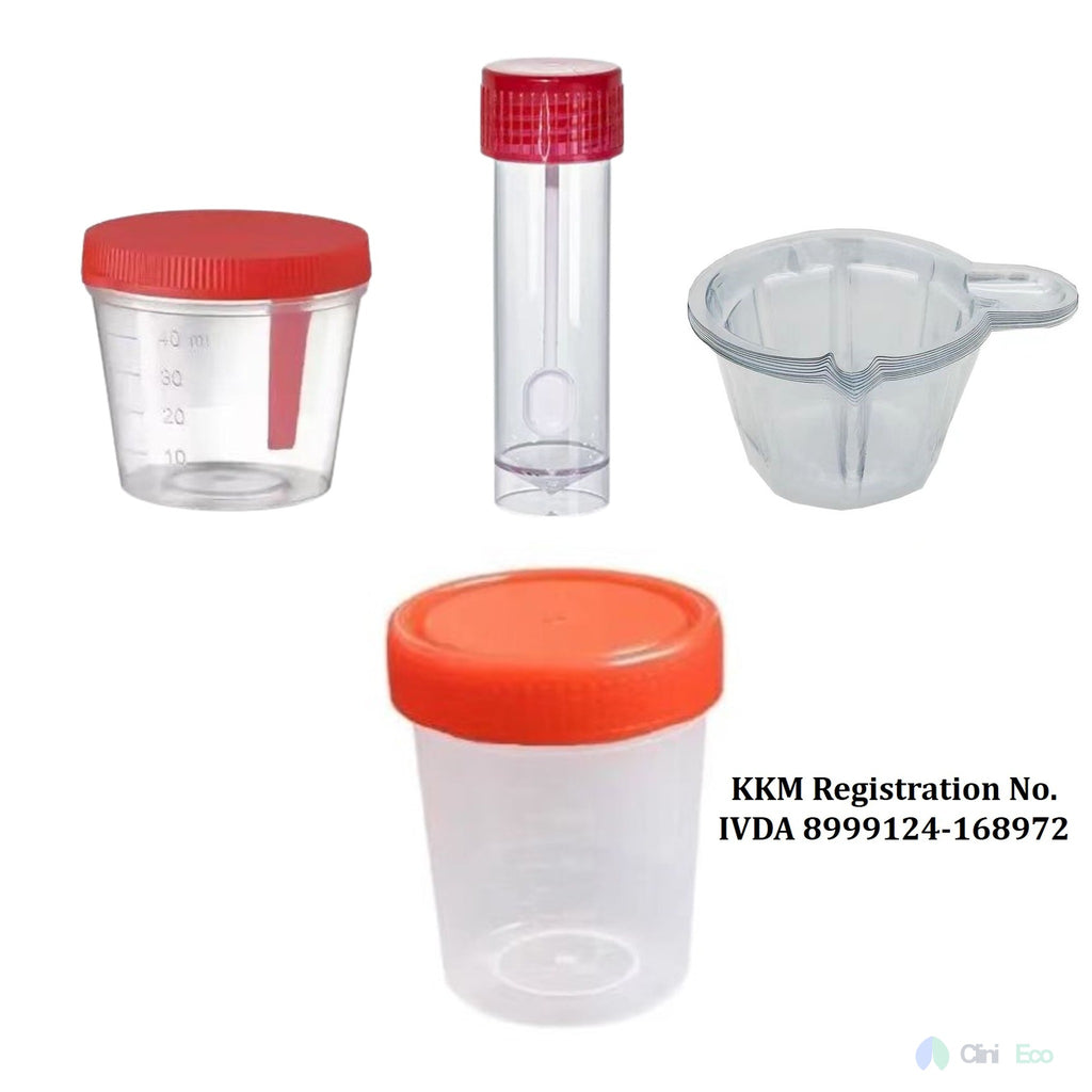 CliniEco Specimen Cups - Graduated, Leak-Proof, 90 mL, 100 Pcs