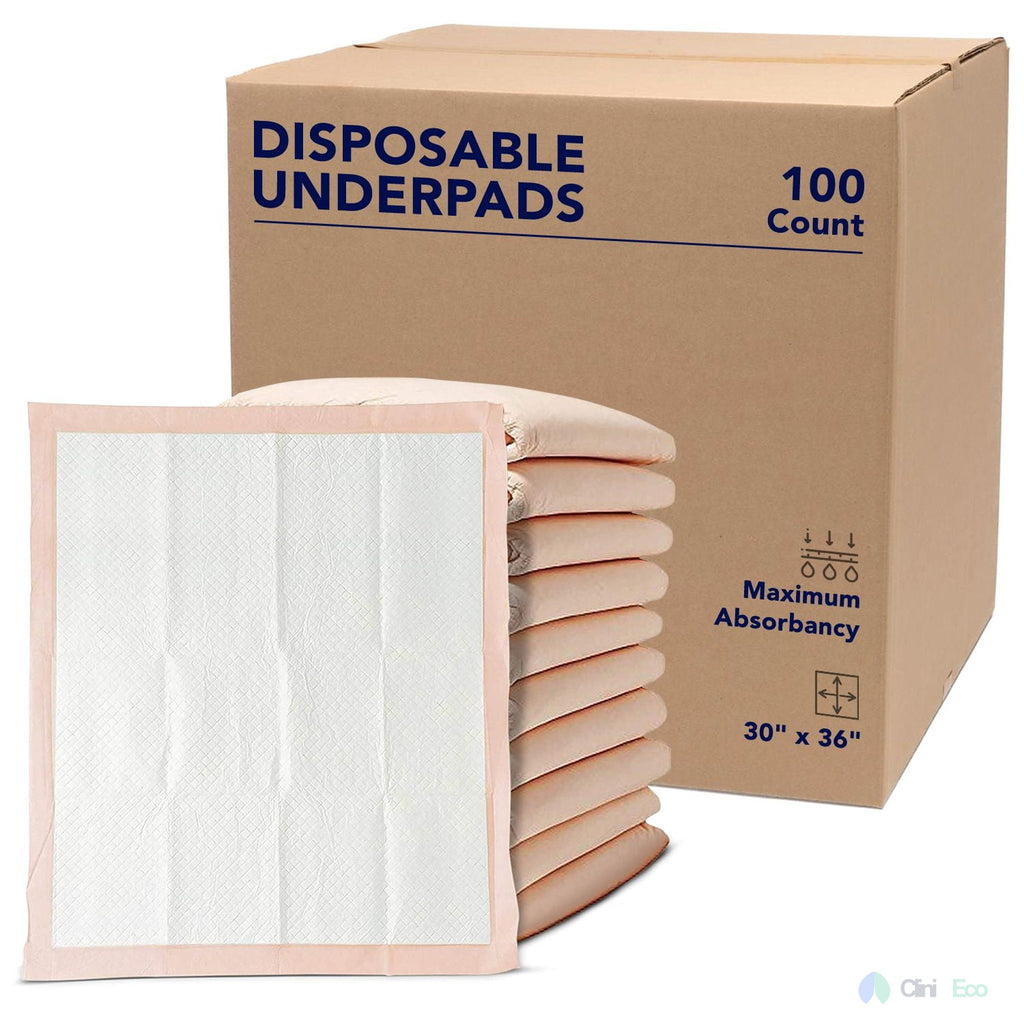CliniEco Disposable Underpads - Heavy Absorbency, 30x36 Inch