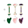 Gua Sha & Facial Roller Set - Jade Stone Massage Tool for Face