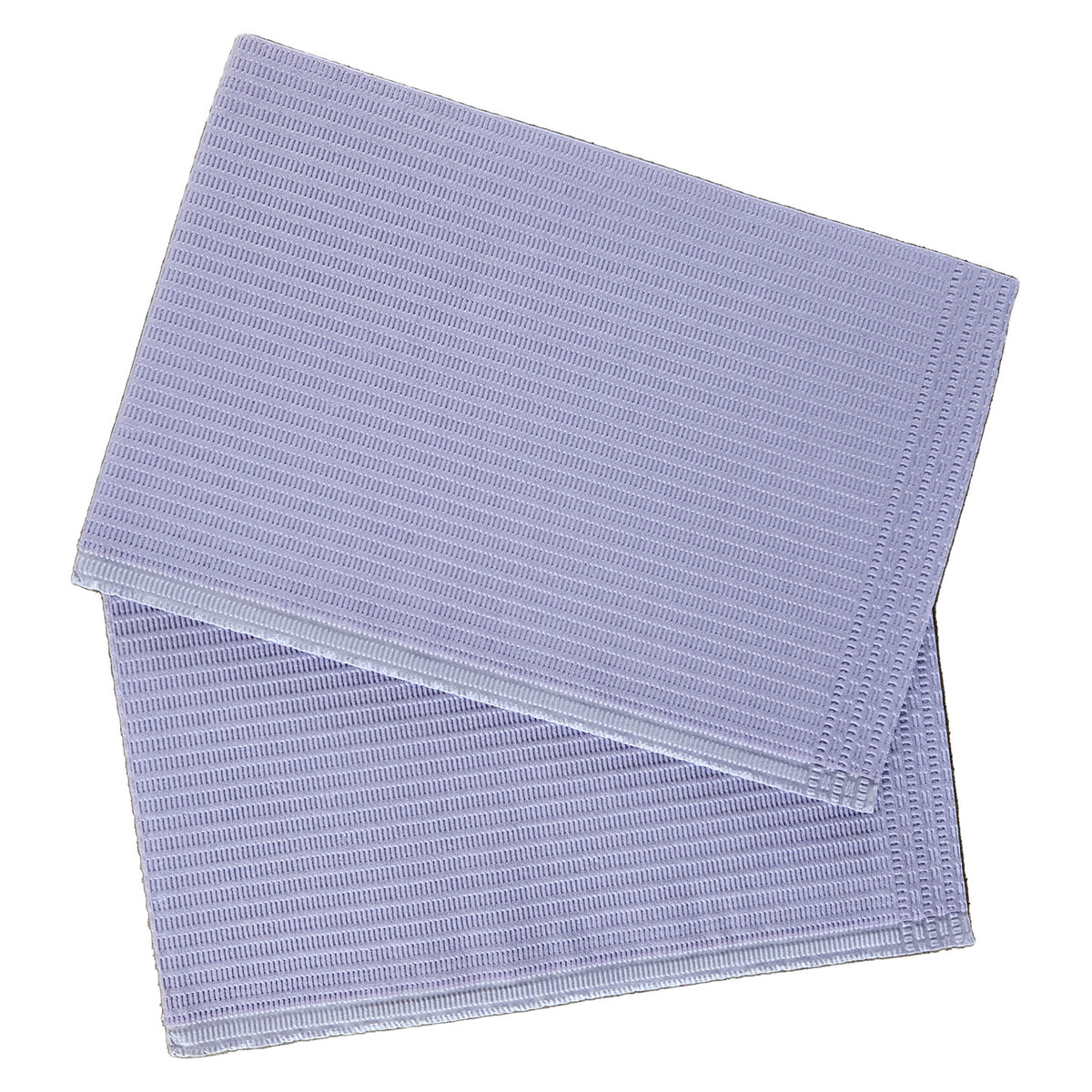 Aurelia dental bibs, lavender, two bibs stacked on white background