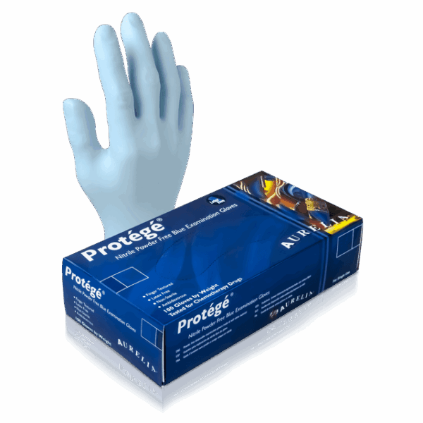 Aurelia 4.0 mil nitrile exam gloves — medical grade, sky blue (product photo 2)