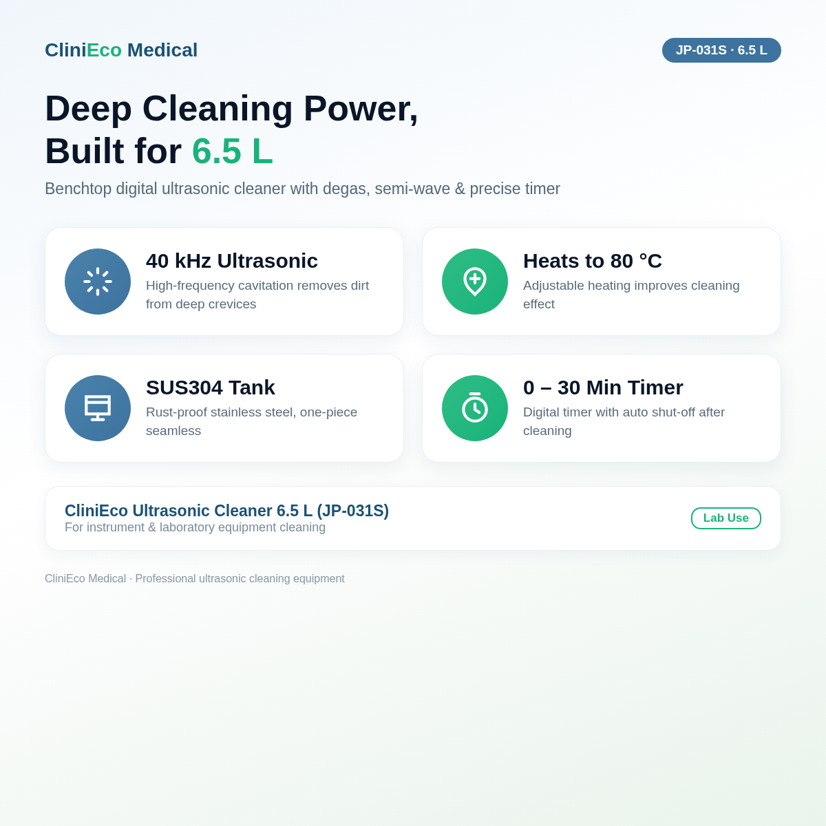 CliniEco Ultrasonic Cleaner — features
