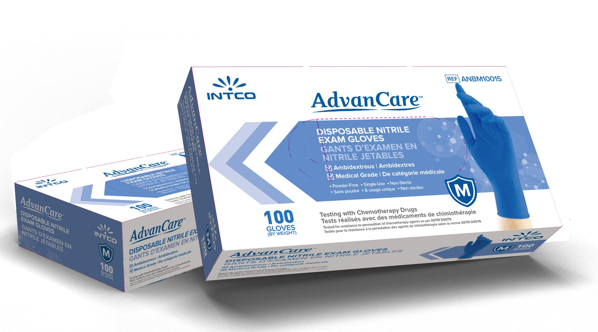INTCO Advancare Nitrile Exam Gloves — Powder-Free Box (100 ct)