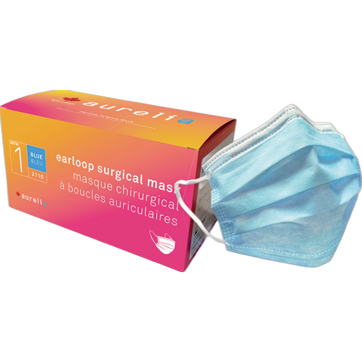 Aurelia by Supermax — Aurelia Face Mask — Level 2, ASTM F2100, Made in Canada, 50 Count (CliniEco Medical authorized distributor)