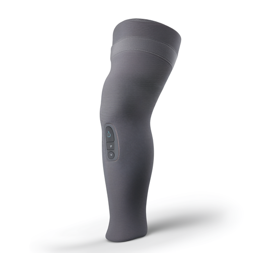 CliniEco cordless knee massager in charcoal grey with on-device button controls
