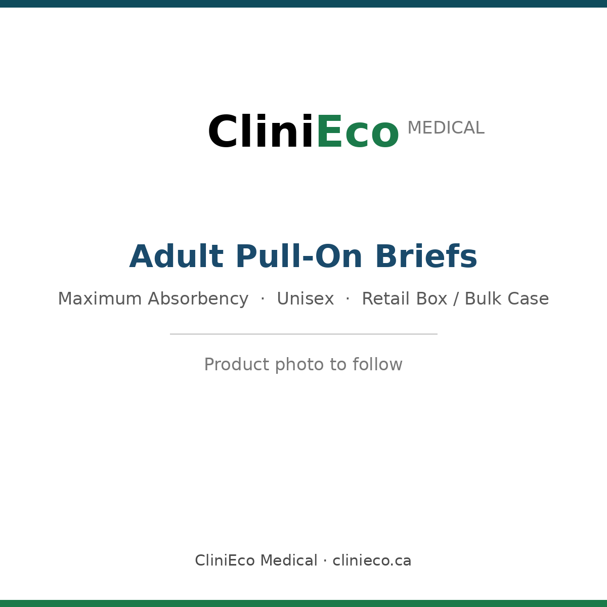 CliniEco Medical adult pull-on briefs — product photo to follow