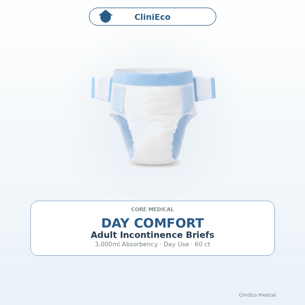 CliniEco Medical Day Comfort Adult Incontinence Briefs — 3,000ml, 14-Pack