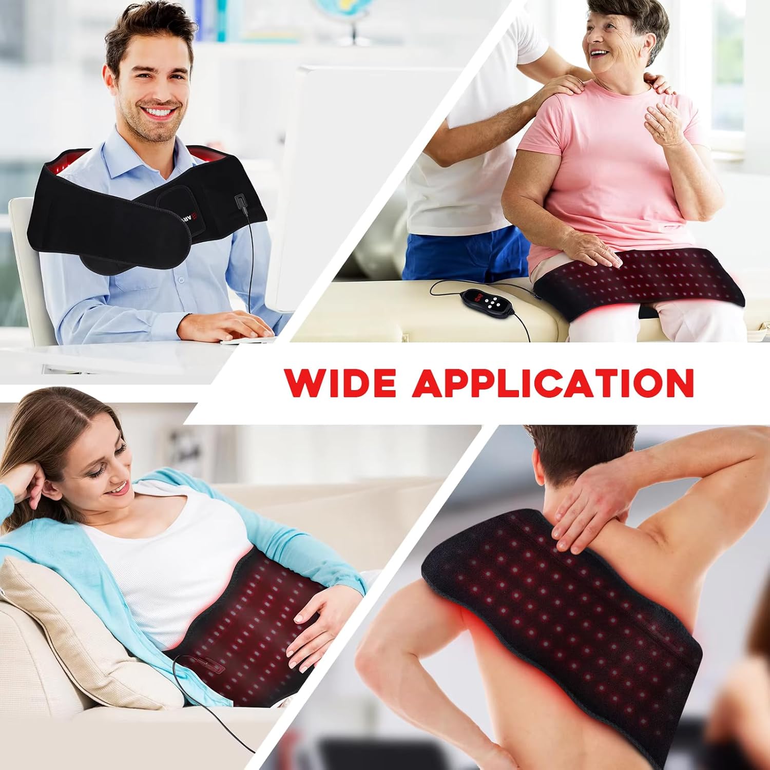 CliniEco Infrared Therapy Belt — 660nm+850nm Red Light, USB-C Rechargeable, Wearable Pain Relief
