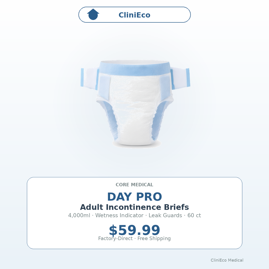 CliniEco Medical Day Pro Adult Incontinence Briefs — 4,000ml, Wetness Indicator, 14-Pack — additional view