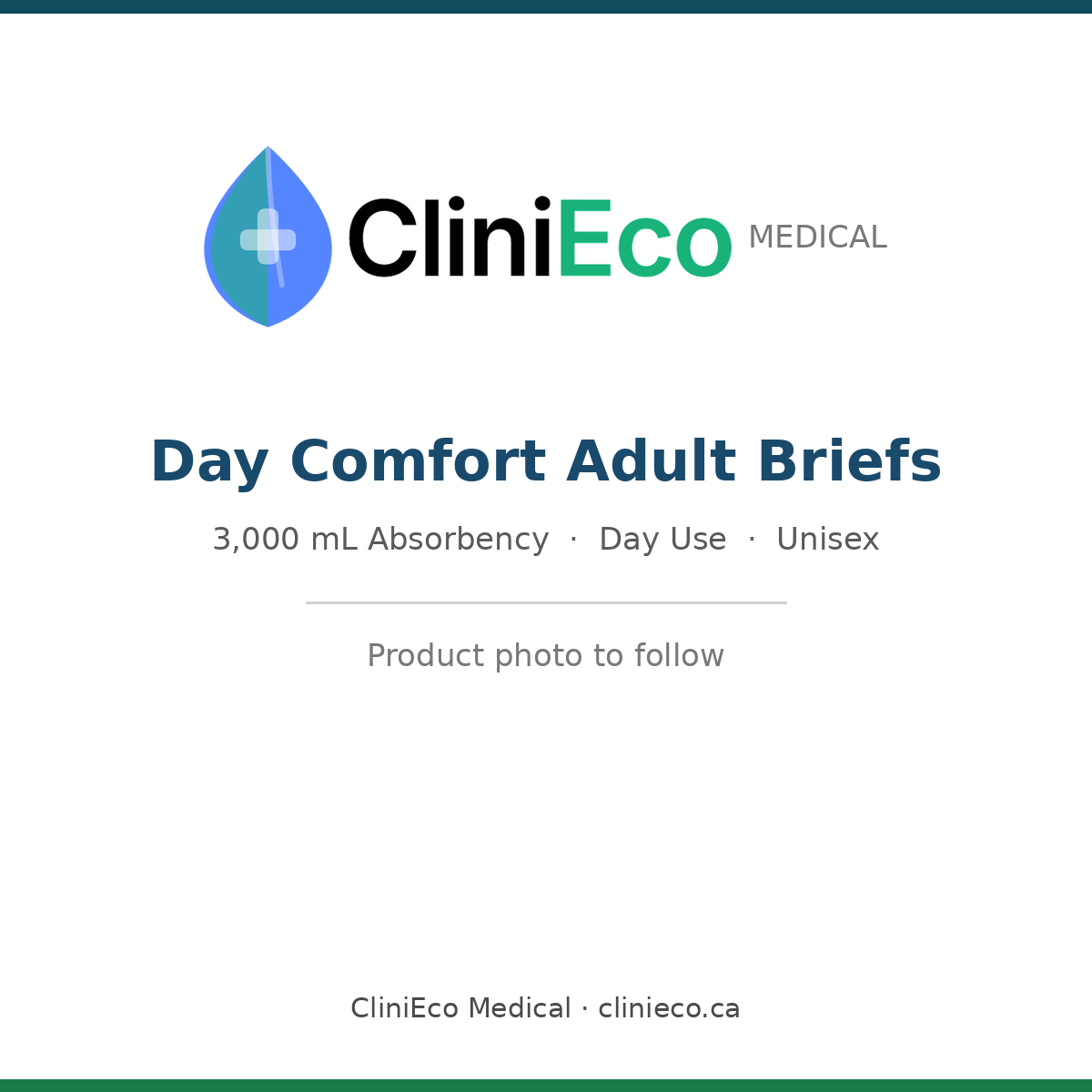 CliniEco Day Comfort Adult Diapers — 3,000 mL absorbency, 60-pack (product photo to follow)