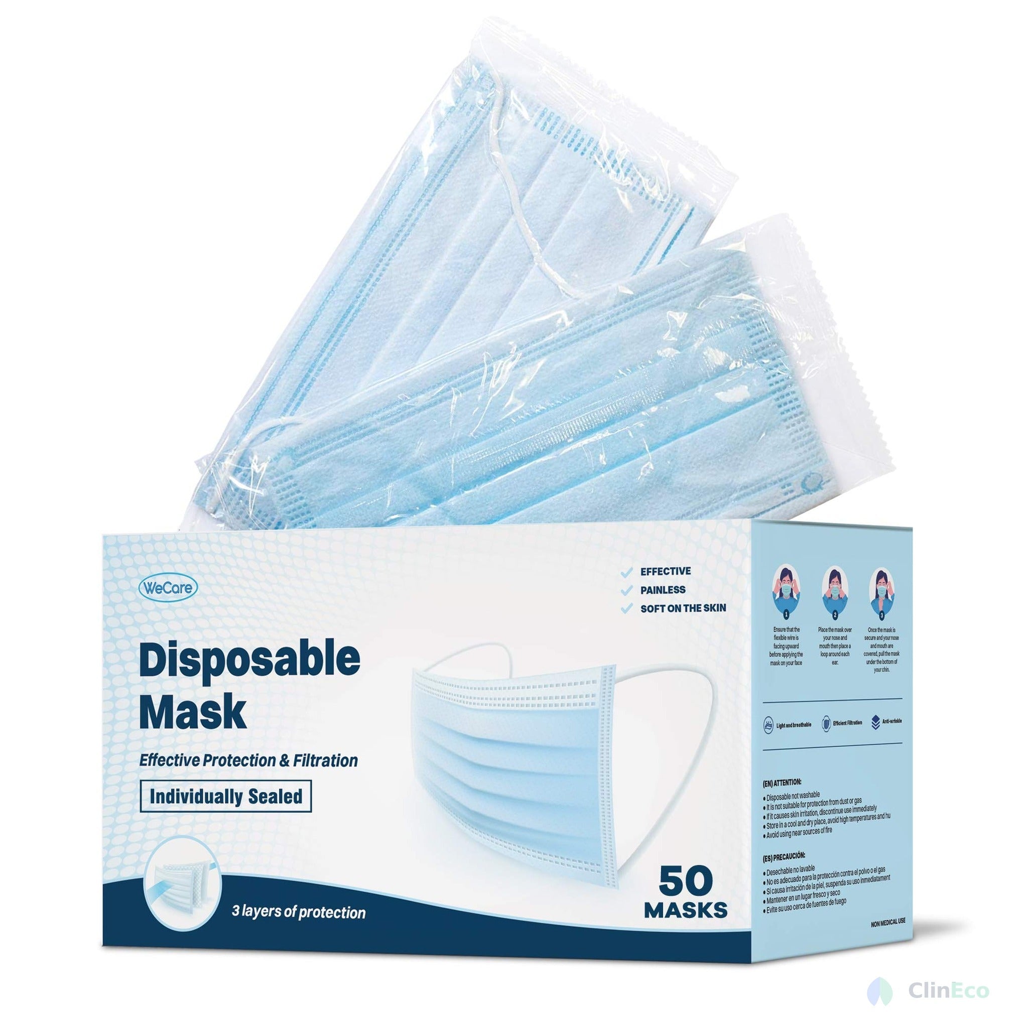 CliniEco Medical CliniEco Medical Face Mask — 3-Ply ASTM Level 3, 50-Pack
